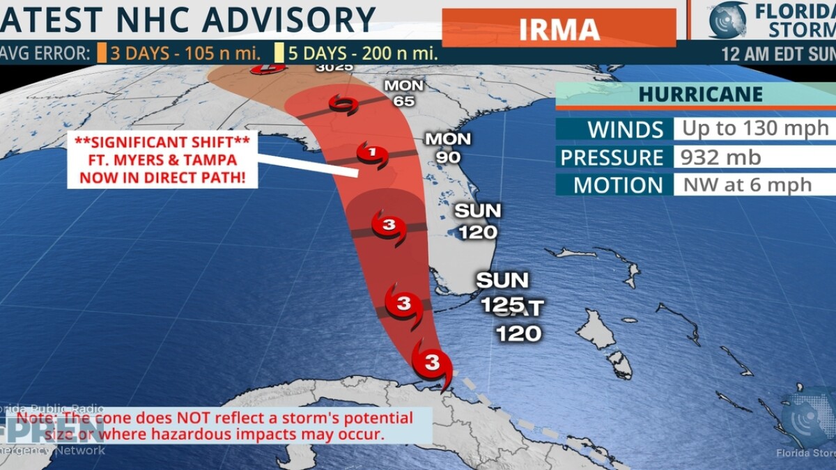 Irma Closes In With Tampa, Not Miami, In The Crosshairs | WUSF, image size:1200x675
