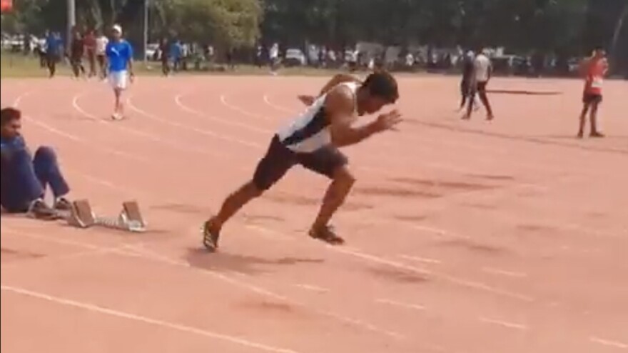 Sprinter Lalit Kumar ran next to empty lanes in the men's final 100-meter race at the Delhi State Annual Athletics Championships. The no-shows cited cramps and other issues, but their withdrawals also came after anti-doping officials showed up.