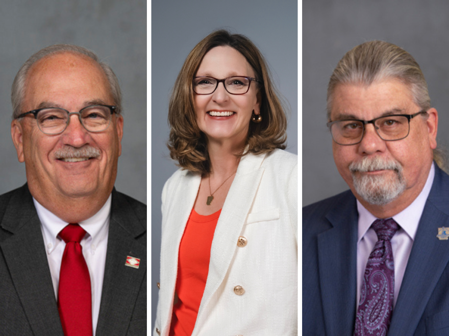 (From left to right) Republican state Sen. Kim Hammer, Democrat Kelly Grappe and Libertarian Michael Pakko are running to be Arkansas' next secretary of state.
