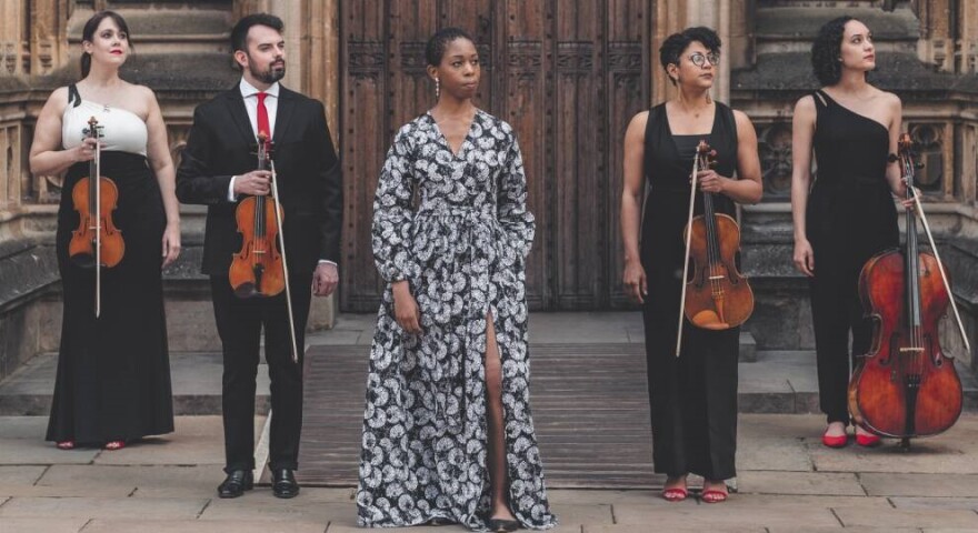 Homage album cover showing musicians standing in front of a church.