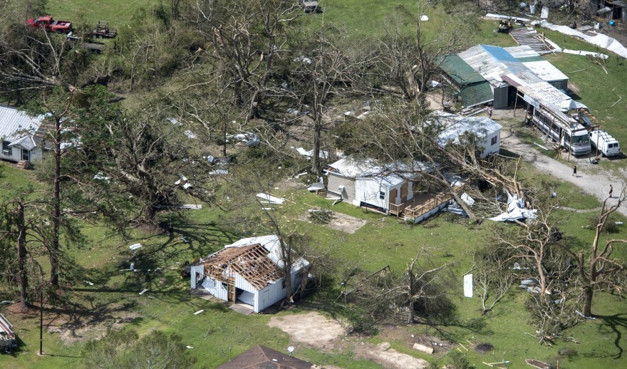  Devastation from Hurricane Laura viewed from above. August 29, 2020.