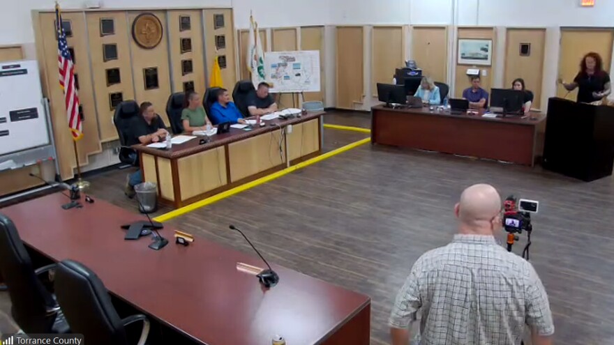State Rep. Stefani Lord addresses the Estancia Board of Trustees during a June 30 public meeting.