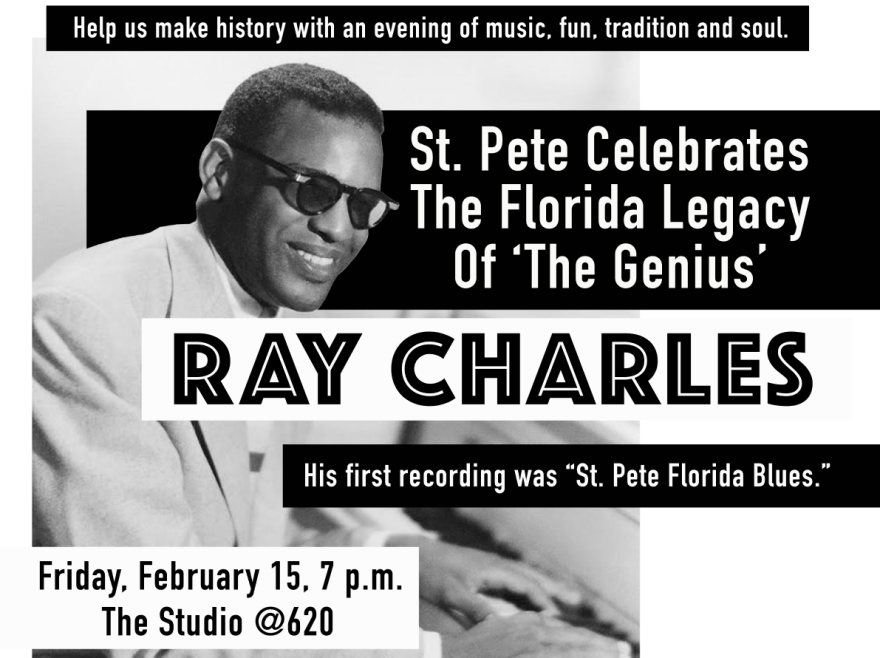 Portion of a flyer for the Ray Charles Day celebration which will be held at the Studio @ 620 Friday evening.