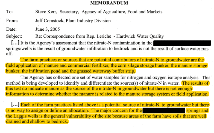 These are excerpts from the June 3, 2005 memo from Jeff Comstock to Steve Kerr. Ellipses and highlighting have been added by VPR. The full memo available at link below.