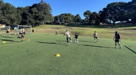 A pickup game in San Antonio Park run by Neighborhood Sport Club.