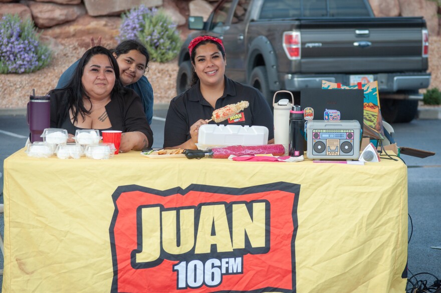 Roxy Mendez, Katie Zubieta and Plancarte at the Sabor Latino Market in St. George, Sept. 26, 2025.