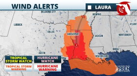 Tropical Storm and Hurricane Warnings for Laura