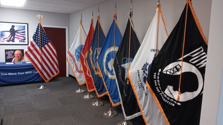 Newly dedicated flags are now displayed at the recently opened headquarters of Buffalo-Niagara Honor Flight in Clarence.