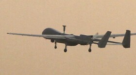 A French military drone takes off in December 2010 from a U.S. airbase in Bagram, Afghanistan.
