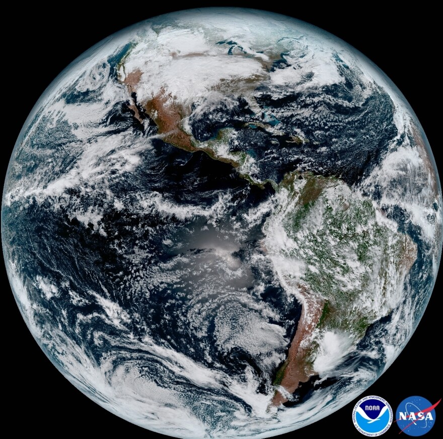A composite image of Earth taken at 1:07 p.m. ET on Jan. 15 by the GOES-16 satellite.