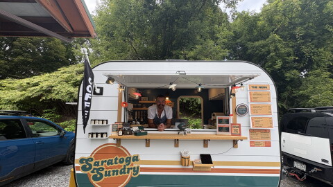 Vic Ikeda-Wood and his coffee truck at Saratoga Springs Farmers Market