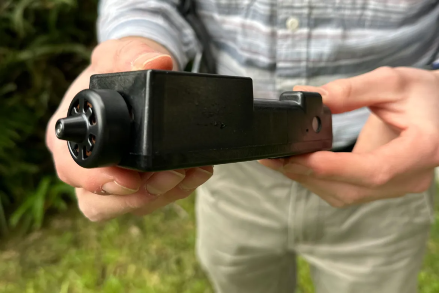 A small air quality monitoring sensor can help people understand what’s in the air after disasters like wildfires. This AirPen device was one that John Volckens dispatched to Los Angeles during the January fires.