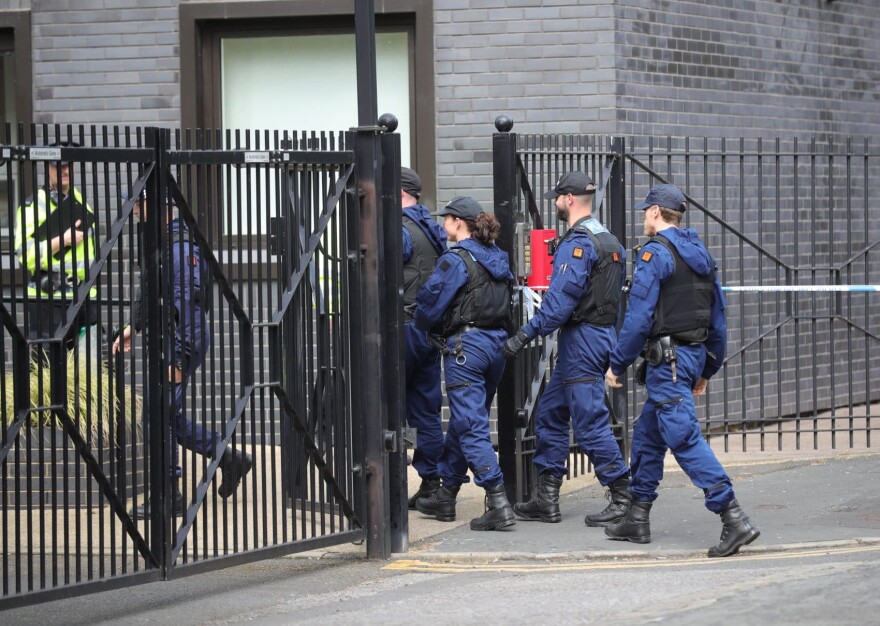 Police seal off Lindy Road, Hulme, Manchester, as the Manchester attack investigation continues on May 25, 2017 in Manchester, England. (Christopher Furlong/Getty Images)