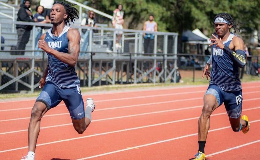 Virginia Wesleyan's Jordan Hall participates in multiple track and field events, but placed in the top 40 in the nation for the long jump.