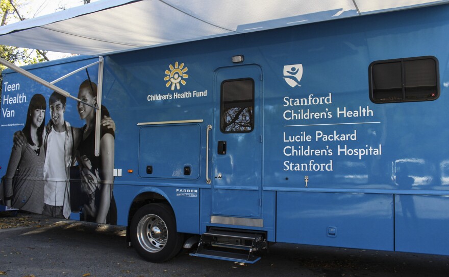The teen health van parks at continuation high schools and other places frequented by adolescents in Santa Clara, San Mateo and San Francisco counties. Inside, patients are seen in two exam rooms and a nursing station.