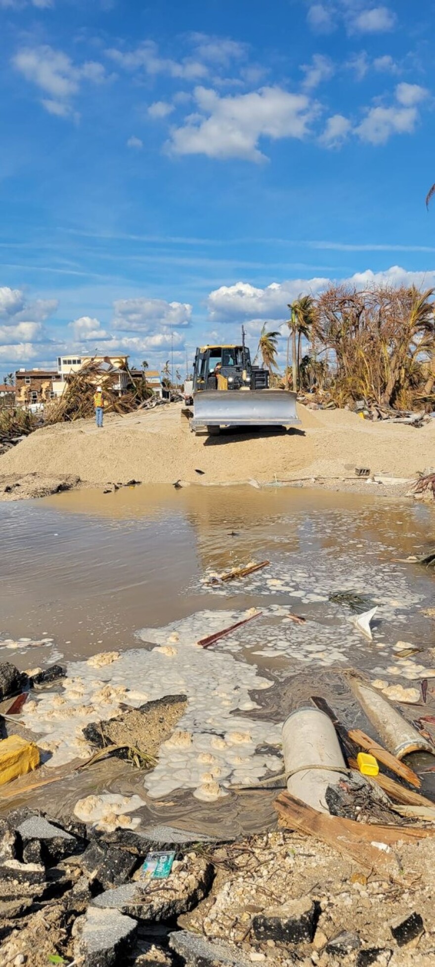 Work is progressing on a temporary repair of the Matlacha Bridge connecting the mainland to Pine Island. It is expected to be done by Oct. 8.