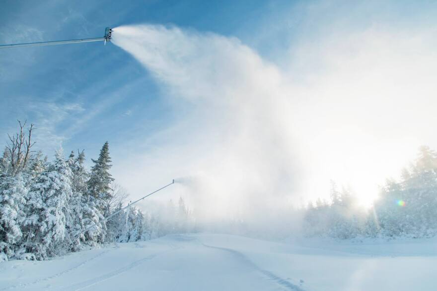 Snowmaking guns at Loon Mountain.
