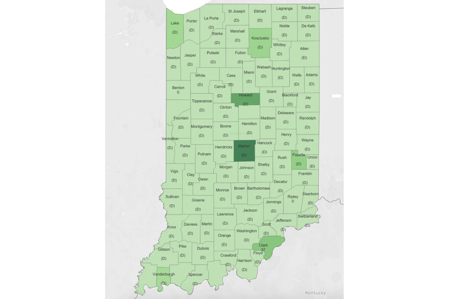 A data visualization shows the number of unemployment insurance initial claims by county.