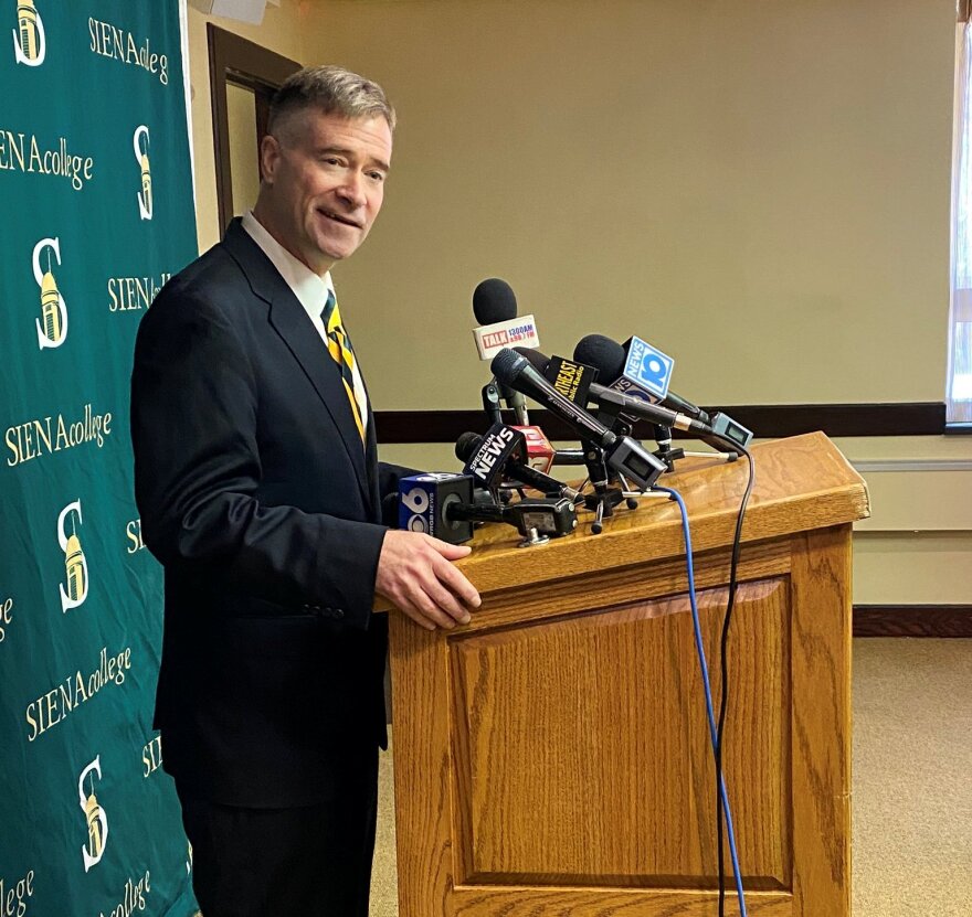 Former U.S. Rep. Chris Gibson is introduced as Siena College's president Feb. 14, 2020.