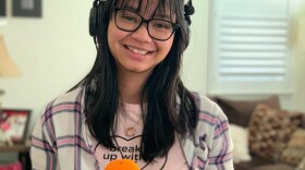 High school junior Janelle Olisea recording an audio diary for KUNR during the pandemic. (Courtesy of KUNR)