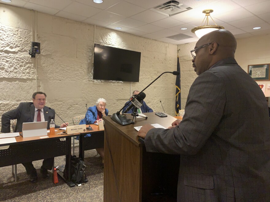 Roosevelt Glenn, who spent 17 years in prison for a rape he didn't commit, addresses a Senate committee.