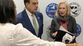Sen. Kirsten Gillibrand in Utica Friday. TOM MAGNARELLI / WRVO PUBLIC MEDIA