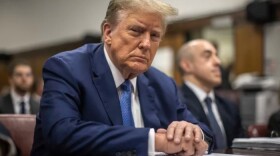 Former President Donald Trump sits in Manhattan Criminal Court in New York on May 20, 2024. A jury found Trump guilty of all 34 felony counts on Thursday.
