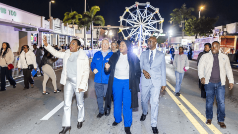 North Miami elected officials walk down the streets during the "Carnivals Around the World” celebration. (Courtesy of the City of North Miami)