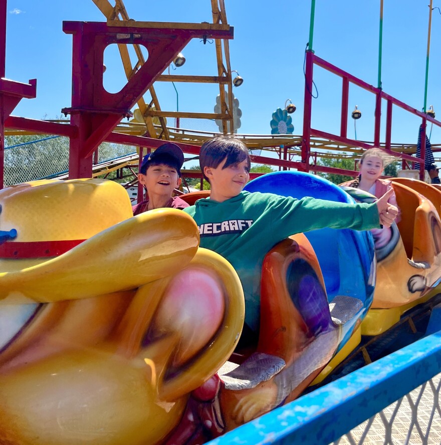 Roller coaster at Cornyval May 2, 2026