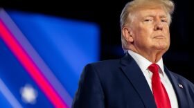 Former U.S. President Donald Trump prepares to speak at the Conservative Political Action Conference CPAC held at the Hilton Anatole in Dallas, Texas.