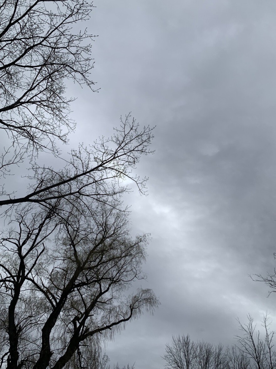 The scene in Brockport at 2 p.m. Monday: Bright — but cloudy. Will it clear out in time?