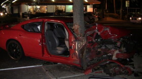 Two injured when car hits tree