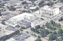 A conceptual drawing that shows where Weld County Commissioners plan to build a new judicial center in downtown Greeley