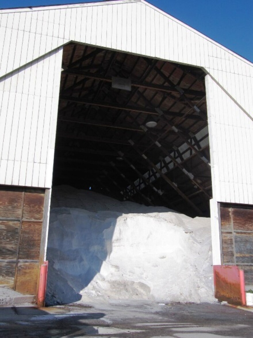 About 3,000 tons of salt is stored at a barn at the Streets and Roads maintenance facility on Old Frankfort Pike.