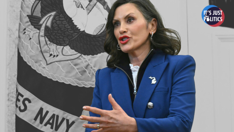 Michigan Gov. Gretchen Whitmer in the Oval Office on APril 9, 2025