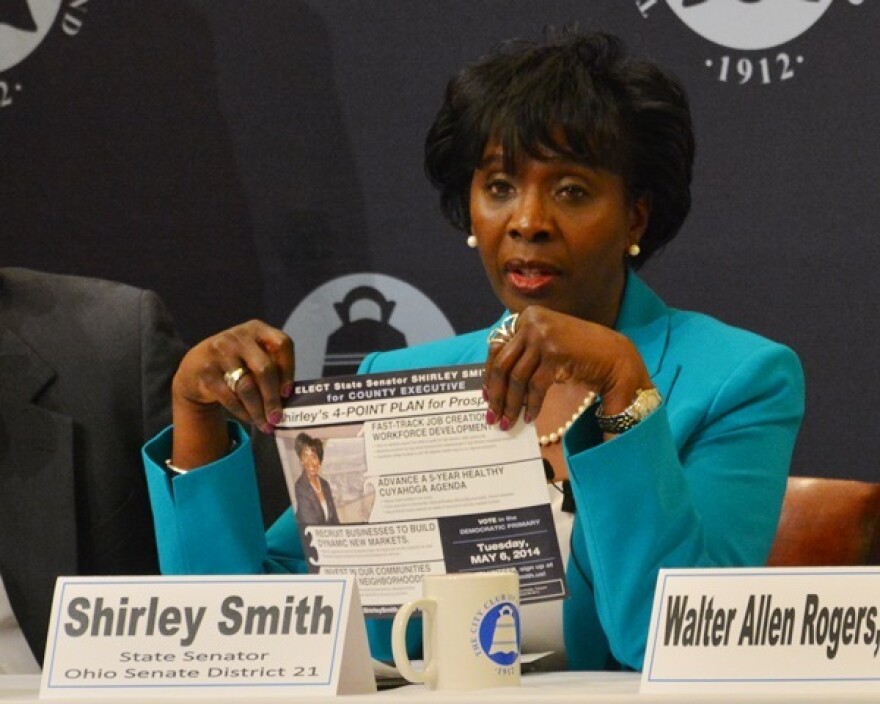 State Sen. Shirley Smith speaks at a debate at the City Club of Cleveland. (Nick Castele / ideastream)