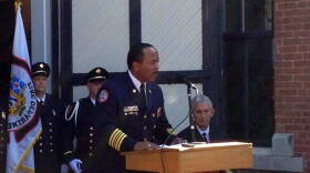 Ernest Malone at the podium during the announcement that he will be chief of IFD.