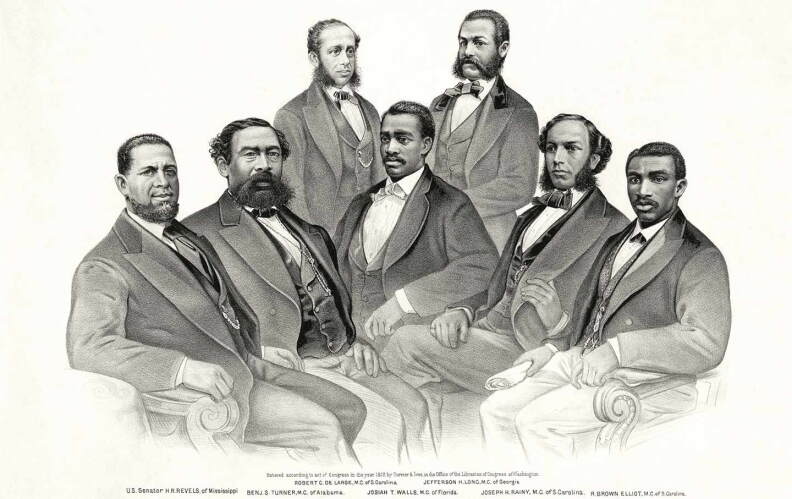 The first black U.S. senator and first black House members were elected by Southern states during Reconstruction.