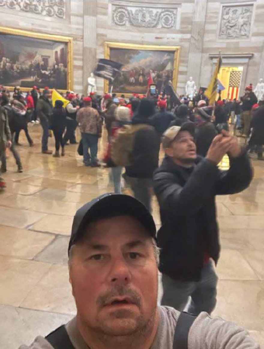 Thomas J. Fee allegedly took this selfie in the Capitol during the January 6 riot.