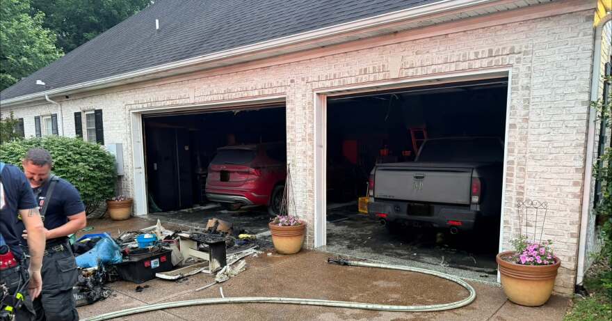 Fire damage in the 6400 block of Waterstone Court in the Newburgh area, Sunday, June 7, 2026