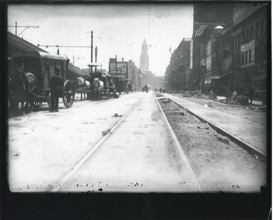 The view down Canal Street in Boston, taken around 1900. Today, North Station would be behind the photographer. (Courtesy of the West End Museum from the City of Boston archives.)