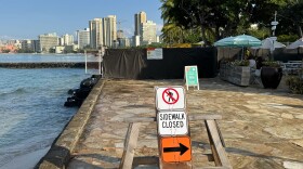The waterfront walkway in Waikīkī under construction on Feb. 19, 2025.