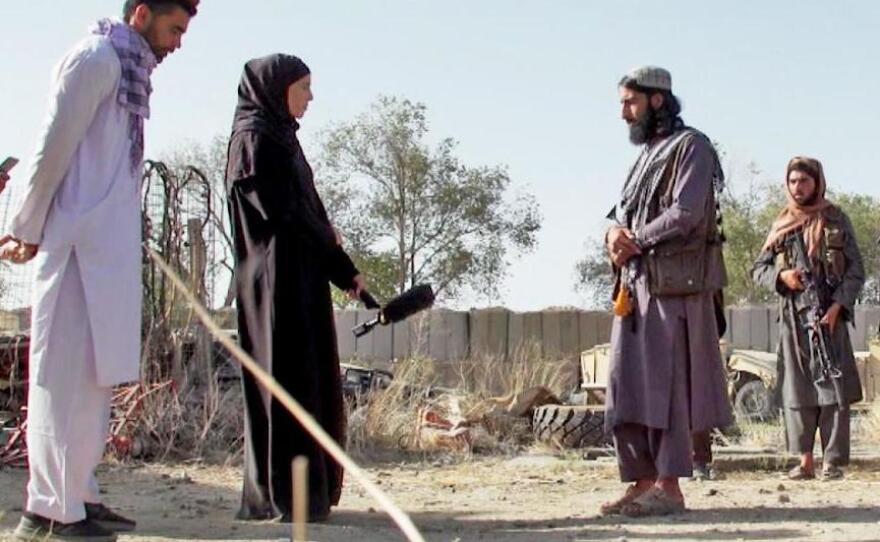 Ward speaks with Taliban leaders at a former U.S. military base in Afghanistan's Ghazni province.