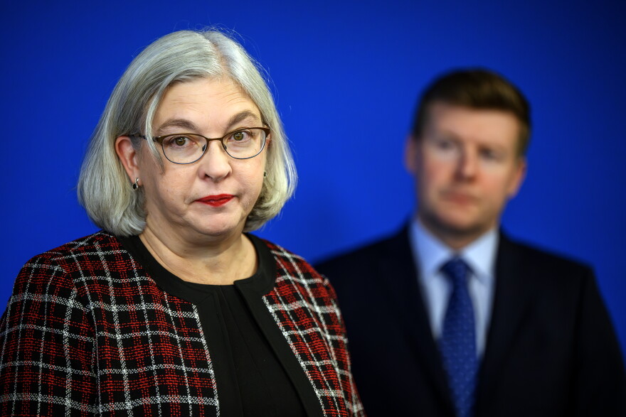 FILE: Erin Choquette, CEO of CT Paid Leave, speaks during a press conference about the number of unpaid family caregivers in Connecticut.