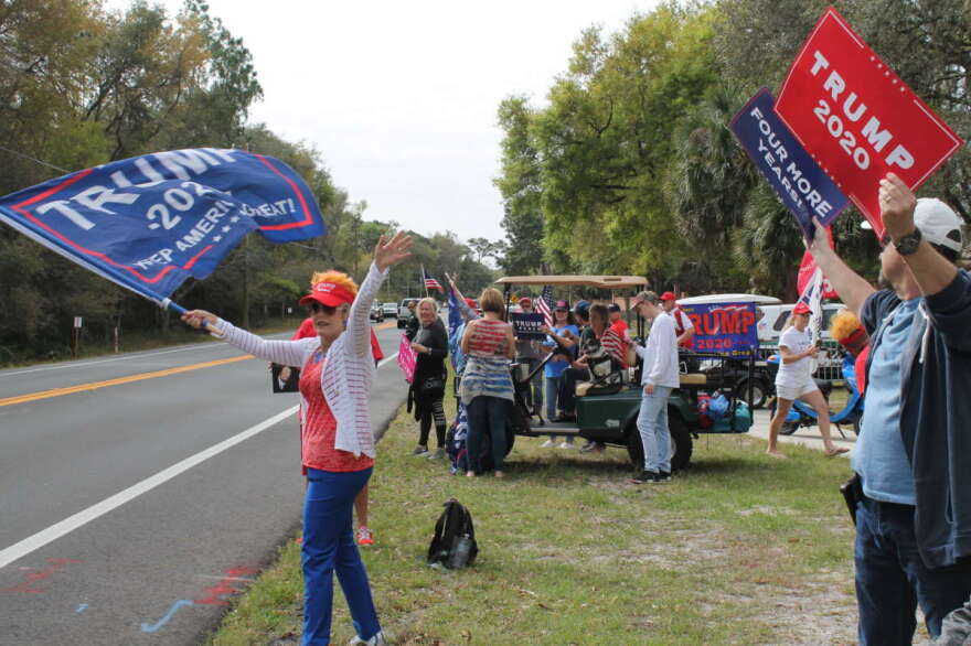 Some Trump supporters were outside the house by 9 a.m. this morning to welcome Trump this afternoon. Photo: Danielle Prieur