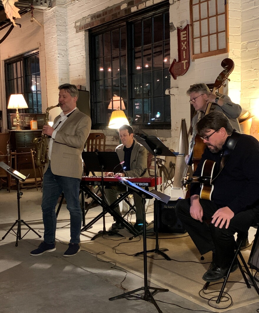 Saxophonist Alex Graham with the HAT Trio last season