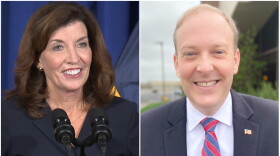 Gov. Kathy Hochul, left, won the Democratic primary, and Rep. Lee Zeldin won the Republican primary in the New York governor's race.