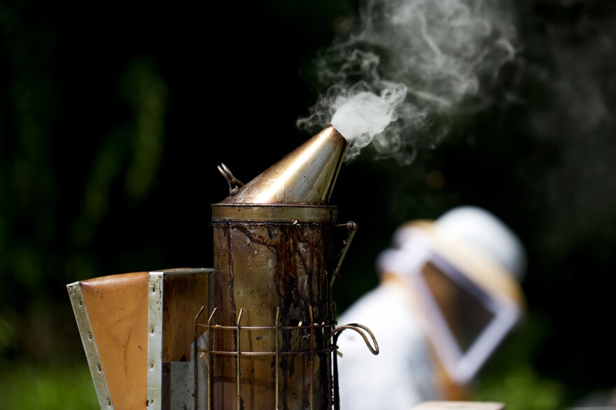 Beekeepers use this device, called a smoker, to calm honeybees.