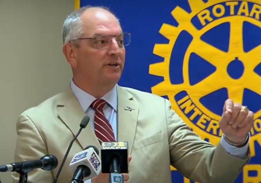 Governor John Bel Edwards (D) addresses the Baton Rouge Press Club on 05.11.22.