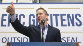 Missouri Gov-elect Eric Greitens offers a thumbs-up to supporters at his final 'thank you' rally, held in Maryland Heights Jan 7, 2017